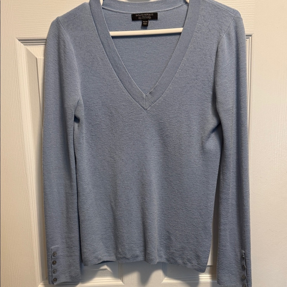 Banana Republic Light Blue V-Neck Sweater